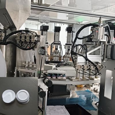 Un buen precio. Máquina de ensamblaje de sellado automático de tapa de desecante de gel de sílice con contenedor de suministros de desecante que puede proteger el desecante de la humedad y la contaminación en línea