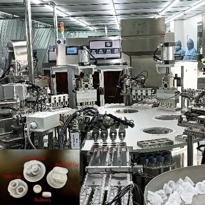Máquina de ensamblaje de botellas de infusión de doble tapa de tipo giratoria