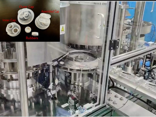 Máquina de ensamblaje de tapa Euro de tipo mecánico para tapa doblemente plegable de plástico para perfusión IV con alta precisión y alta tasa de producto calificado